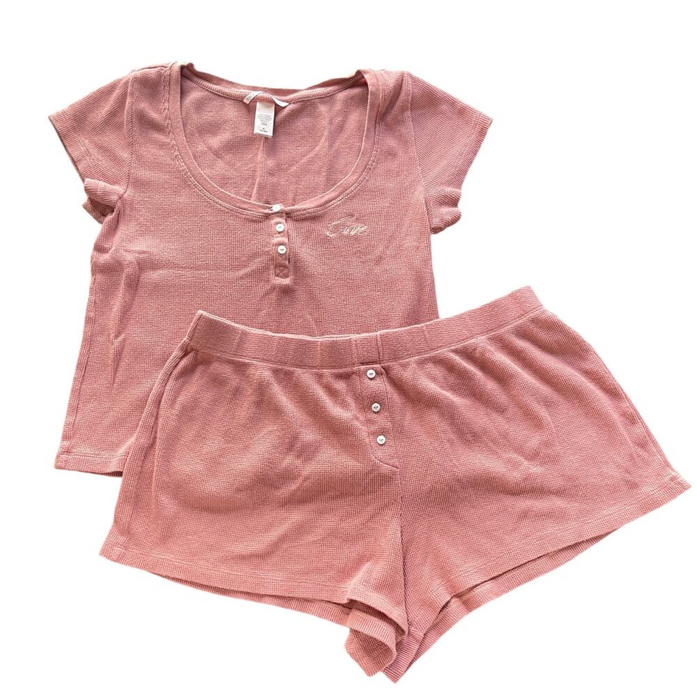 Victoria Secret Blush Pink Short Sleeve and Short Cotton Sleep Pajama Set